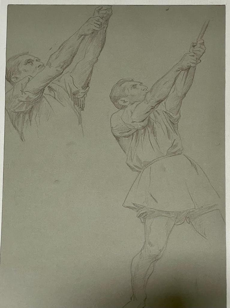 Pencil Study - Bell Ringers - 19th Century Italian School - Size 24 X 42cm-photo-3