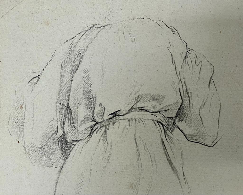 Roman School - 19th - Pencil - Study Of A Kneeling Monk - Dim. 30 X 42.5cm-photo-2