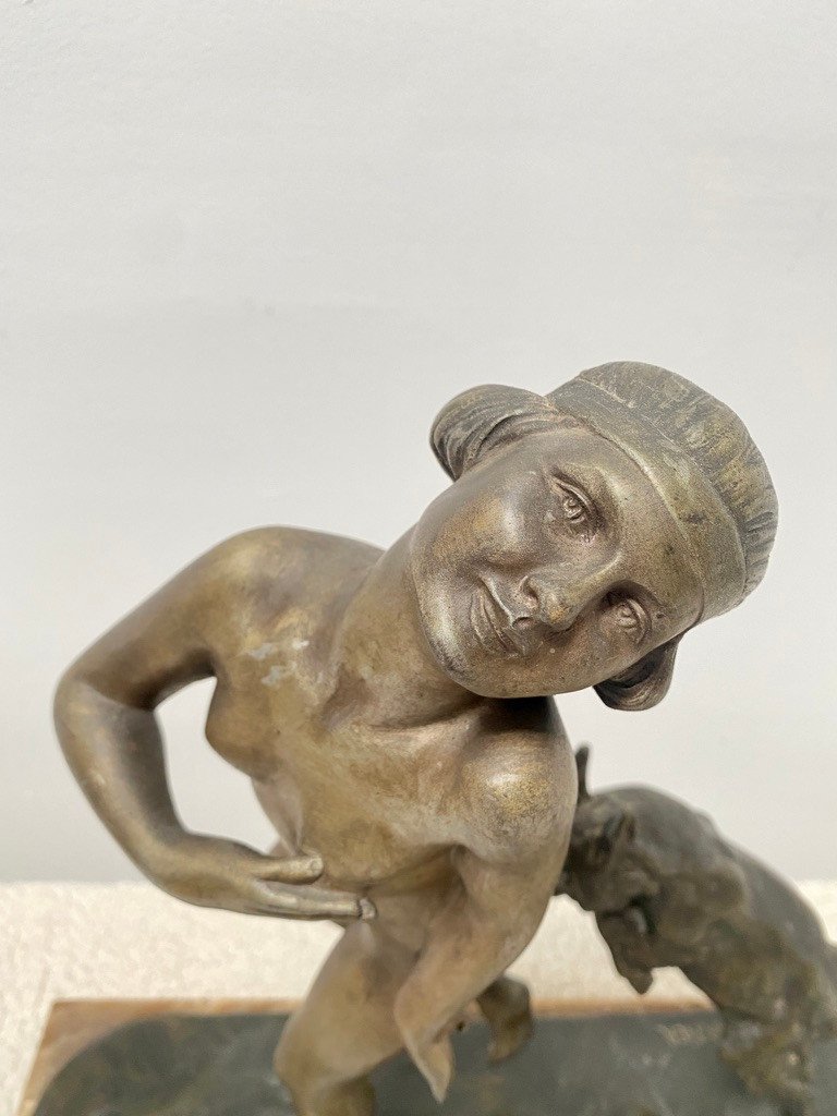 Woman And Ibex Sculpture-photo-2