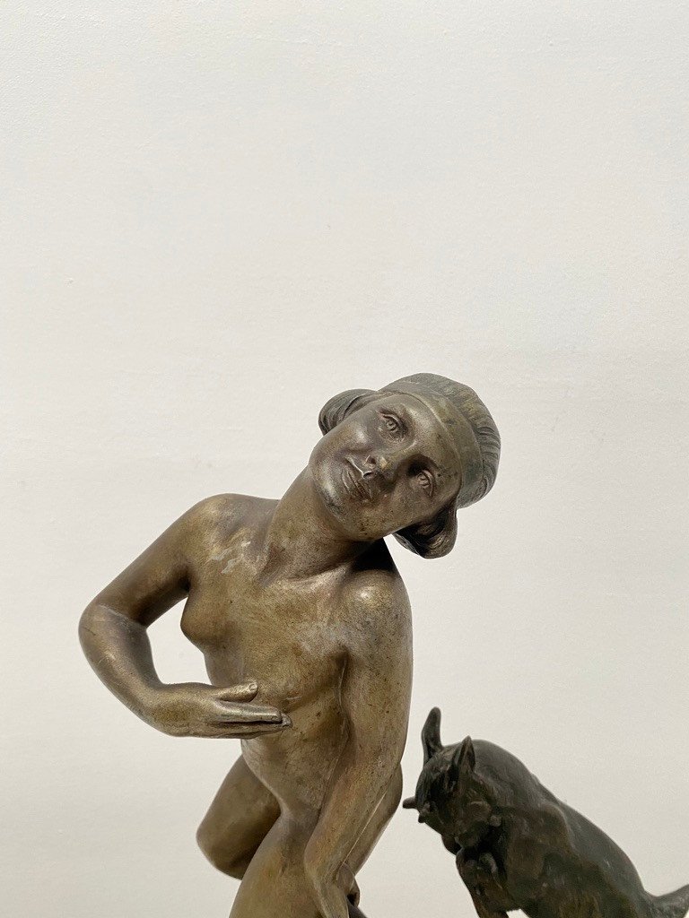 Woman And Ibex Sculpture-photo-3