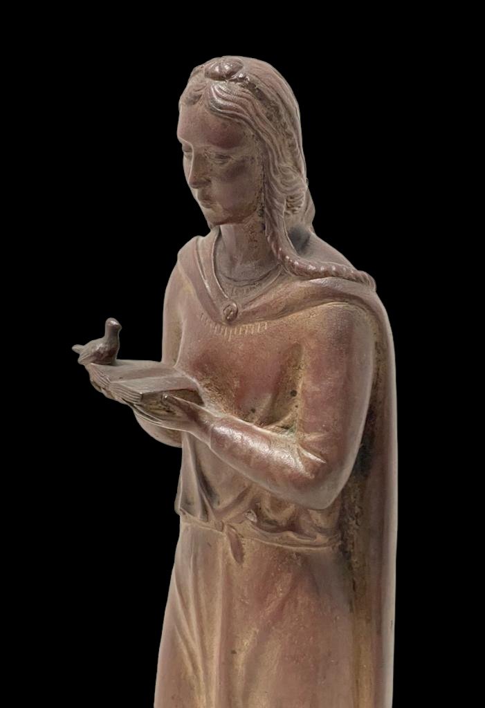 Bronze Young Girl With Book And The Bird