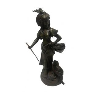 La Mascotte De Auguste Dewever Bronze Coquin .artiste belge 
