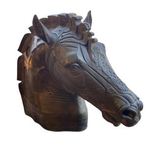 Tête de cheval  En Bronze De Daniel Monic artiste français unique 