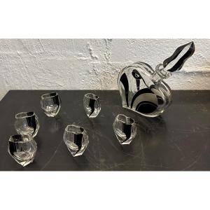 Rare Carafe And 6 Glasses Set By Karel Palda In The Shape Of A Heart