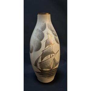 Boch Vase Boat Motifs