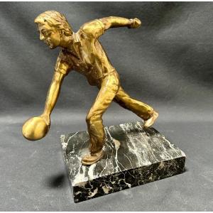 Joueur De Bowling En Bronze - Année 50 - Non Signé