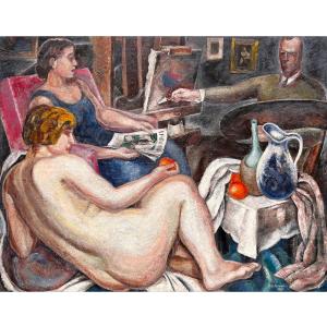 L’artiste et c’est modèles Maurice Georges Poncelet 1925