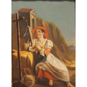 Jeune femme en prière école italienne 19e