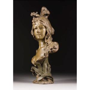Bust Of A Young Art Nouveau Woman Alphonse Nelson