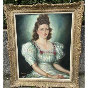 Portrait de femme du peintre russe Paul Mak circa 1946