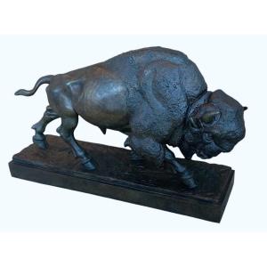 Bronze Bison en marche Raymond de Meester sculpture d’atelier