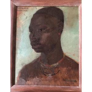 La femme au collier de Albert Dequene peintre voyageur Burkina Faso 1932