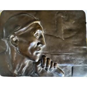 Plaque en bronze le mineur  de Constantin Meunier 