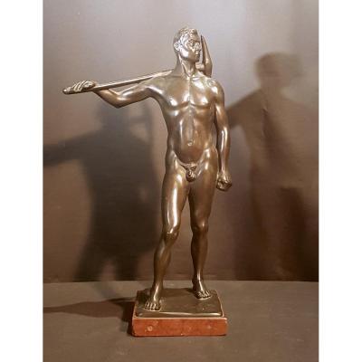 Mineur Et Sa Pioche, Bronze - August Bischoff