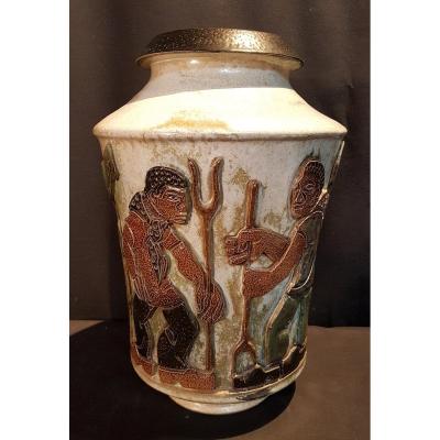 Salt Stoneware Vase, Unique Piece -  Guérin