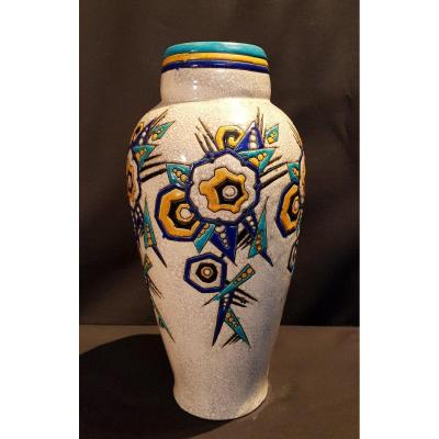 Earthenware Vase, Cloisonné Enamels - Boch Keramis