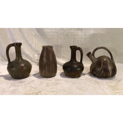 Lot Of 4 Ceramic Pieces - Aubry - Signed