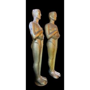 Large Sculpture Of An Oscar - Resin Material - Dim. 37 X 58 X 210cm