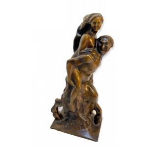 Bronze Erotic Joseph Breiner Vienna 1864-1930 Woman And Satyr