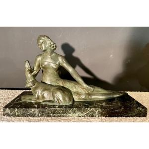 Sculpture En Bronze, Socle En Marbre - Artiste Ms.secondo - Art-deco 