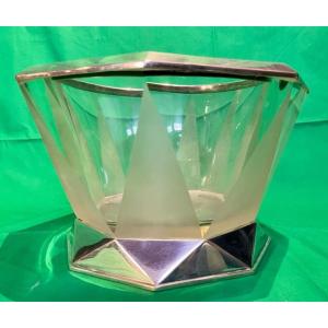 Coupe Cristal Et Argent - Art-déco - Dim. 15x26cm - Poinçon Illisible  