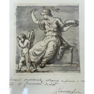 Allégorie De Venus Et Cupidon - Ecole Italienne Vers 1700 - Dim. 17 X 18,5 Cm