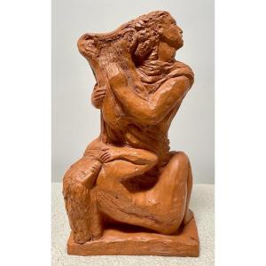 Terracotta Art-deco - Constructivist - Orpheus - Signed A.klein