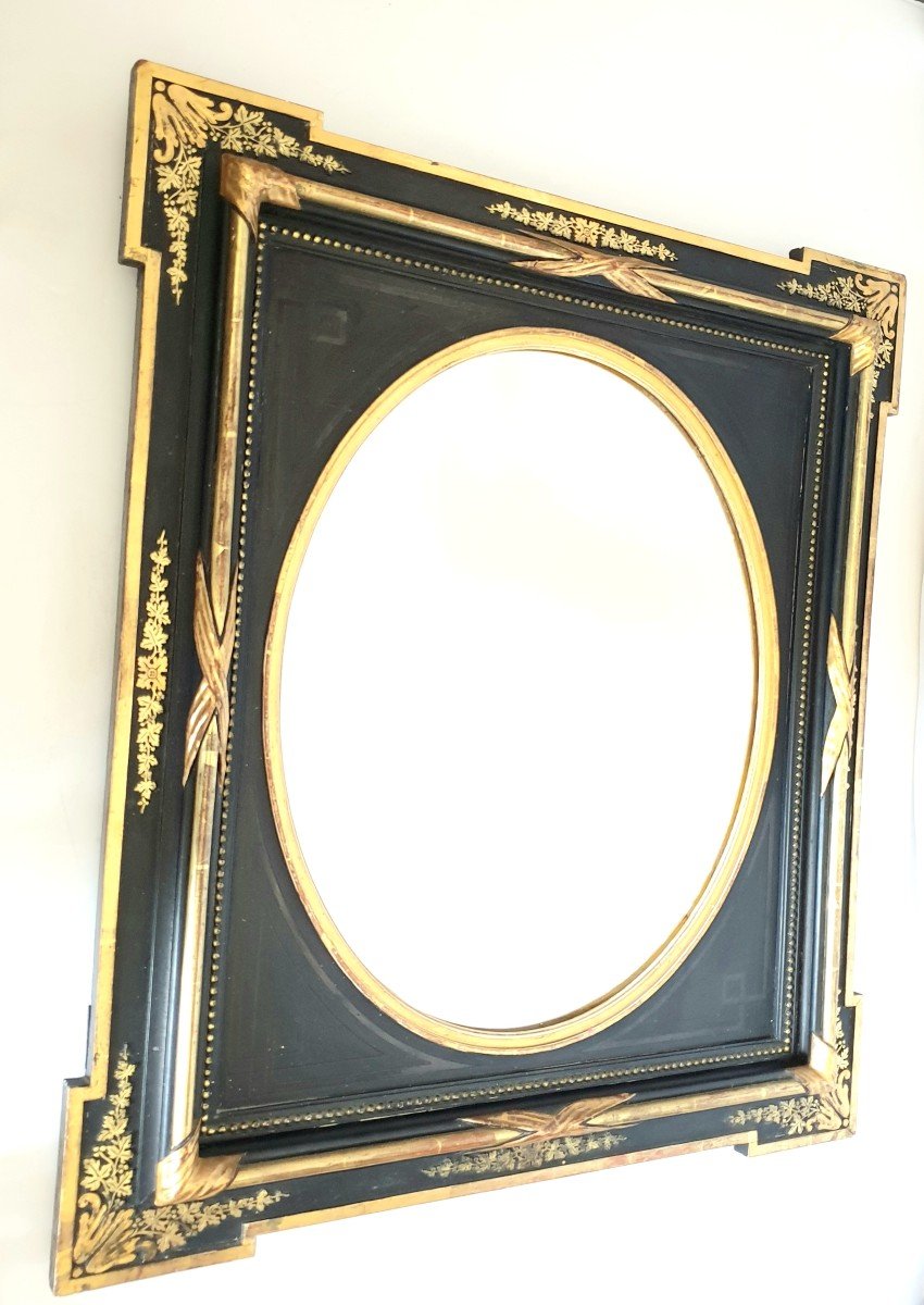 Miroir 19e  Napoléon III  noir et or -photo-5