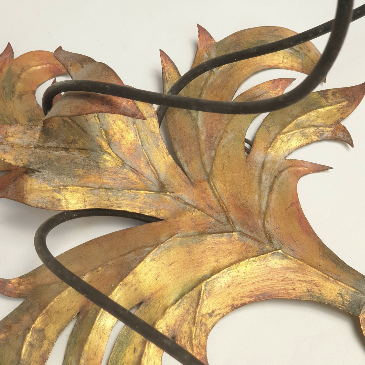 Grande Paire d'appliques en tôle peinte XXe 1970 Italie-photo-1