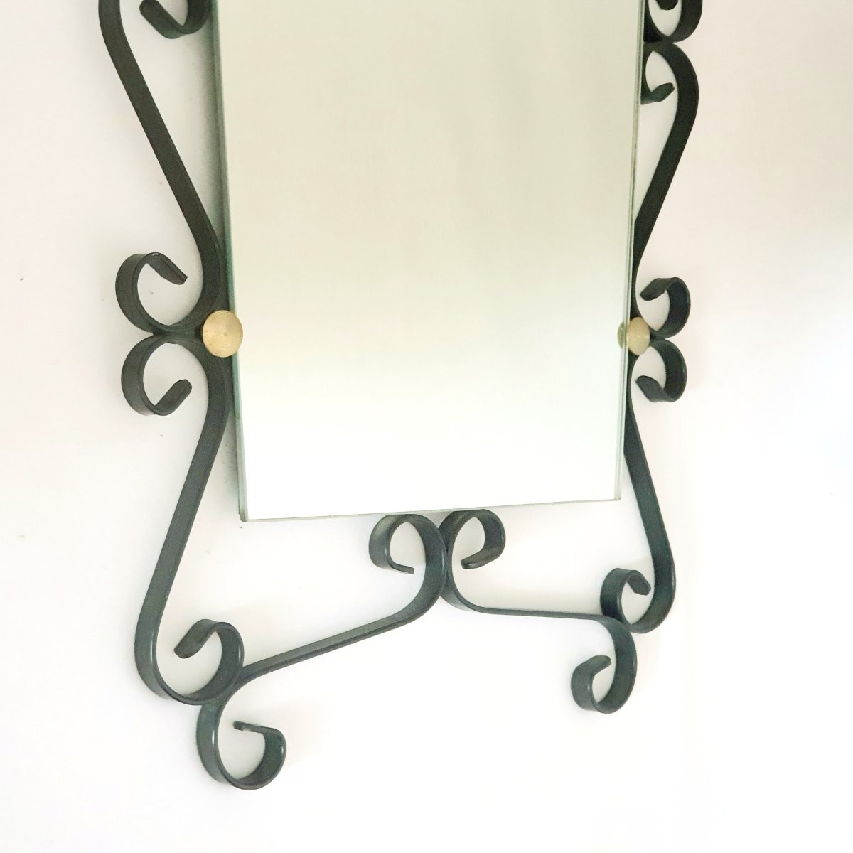  Vintage Wrought Iron Mirror, 1950s-60s, 20th Century, France -photo-2