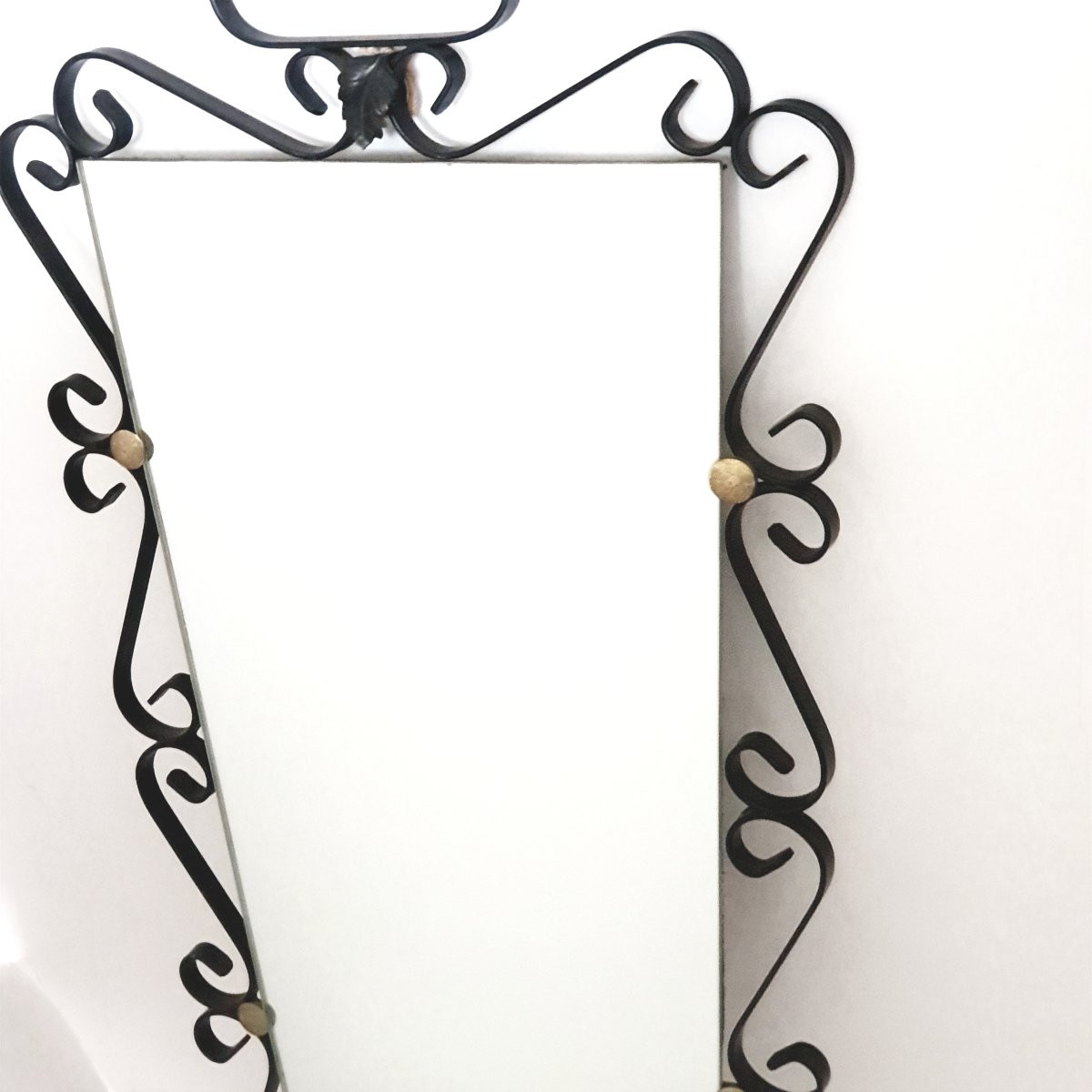  Vintage Wrought Iron Mirror, 1950s-60s, 20th Century, France -photo-4