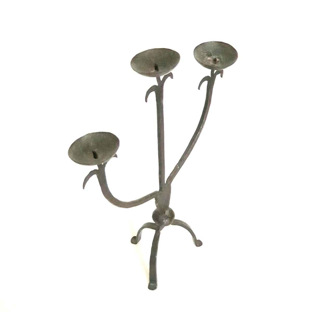 Brutalist Wrought Iron Candlestick, 1960s, 20th Century-photo-2