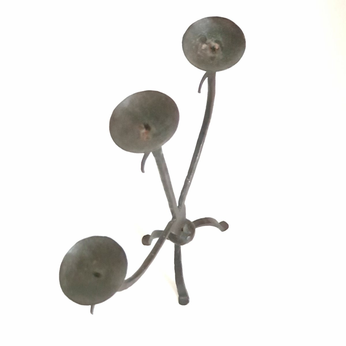 Brutalist Wrought Iron Candlestick, 1960s, 20th Century-photo-1
