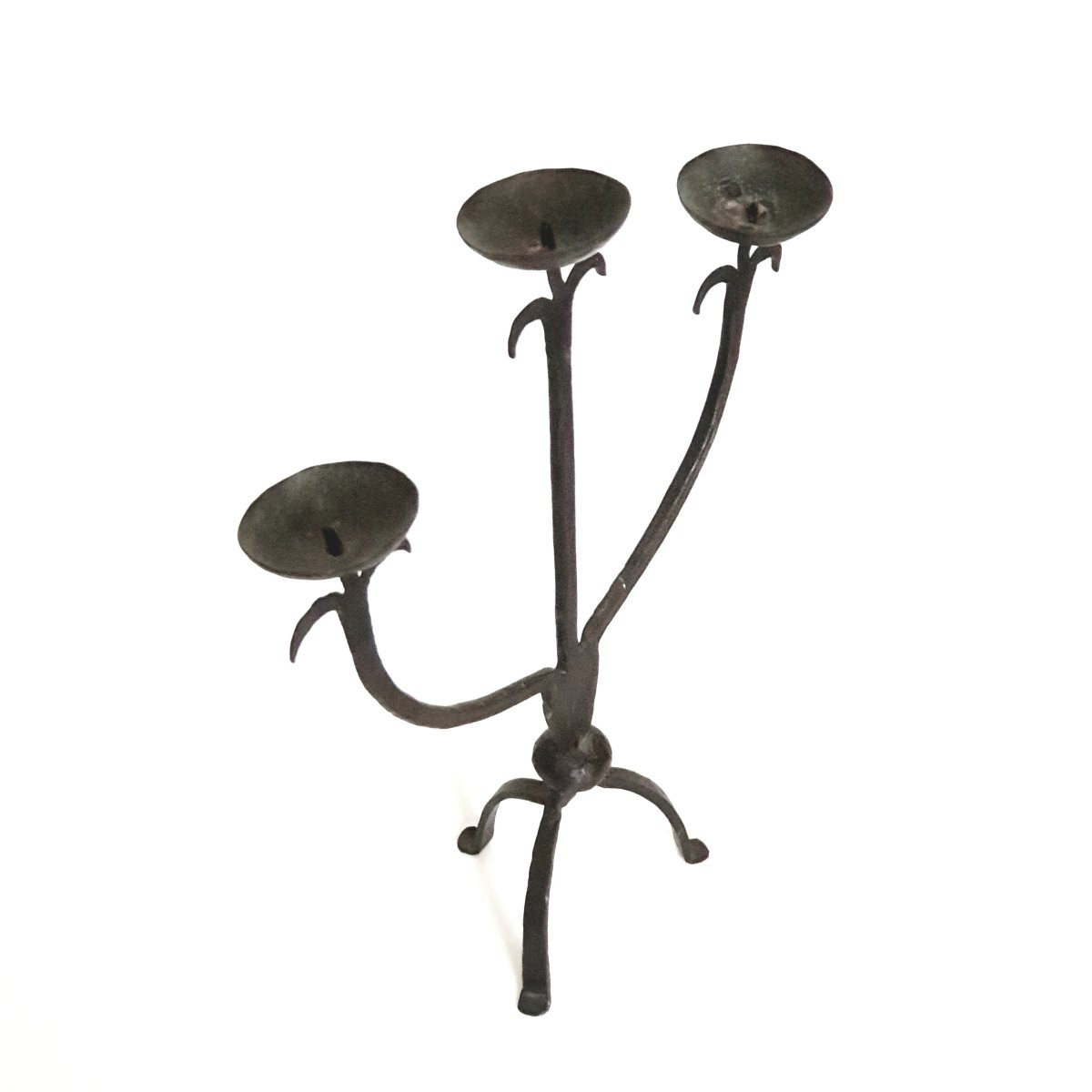 Brutalist Wrought Iron Candlestick, 1960s, 20th Century-photo-2