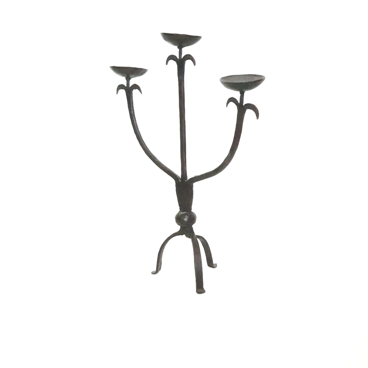 Brutalist Wrought Iron Candlestick, 1960s, 20th Century-photo-3