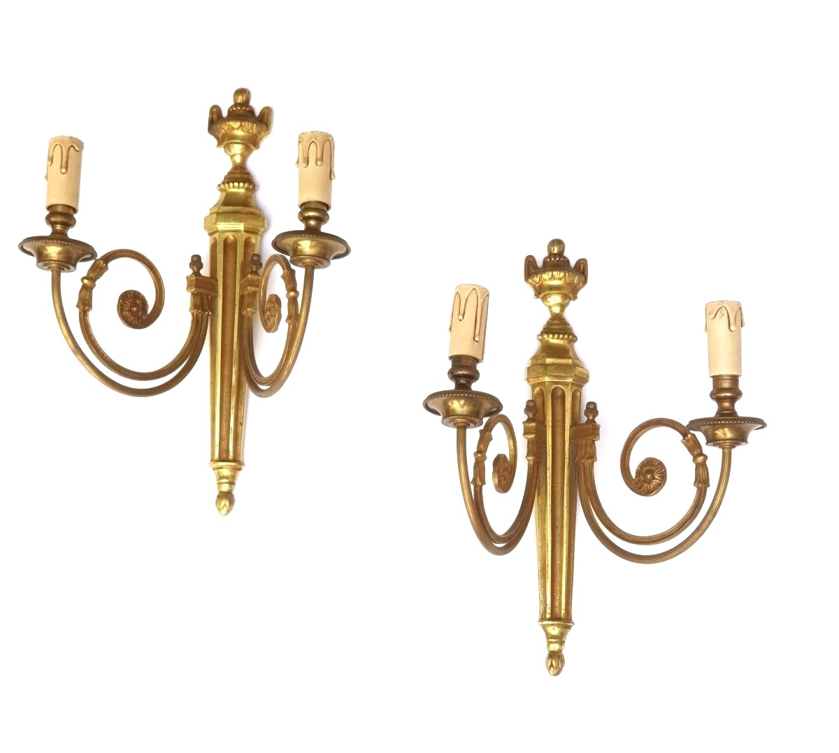 Pair Of Lxvi-style Bronze Wall Sconces