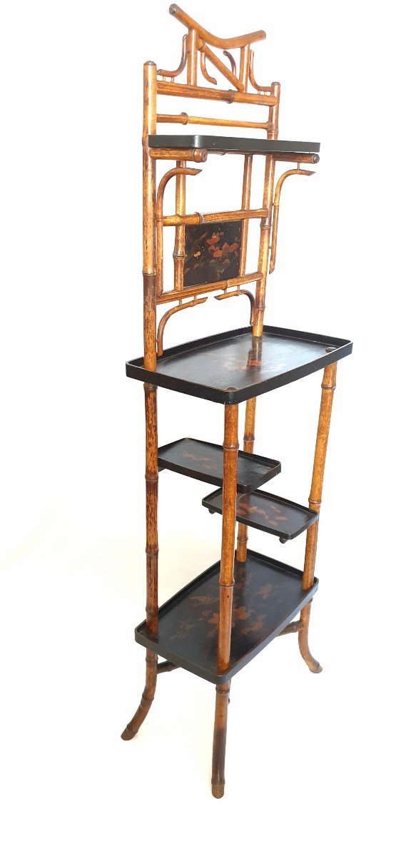 Etagère En Bambou  Attribuée à Perret et Vibert  XIXe Laque japonisante-photo-2