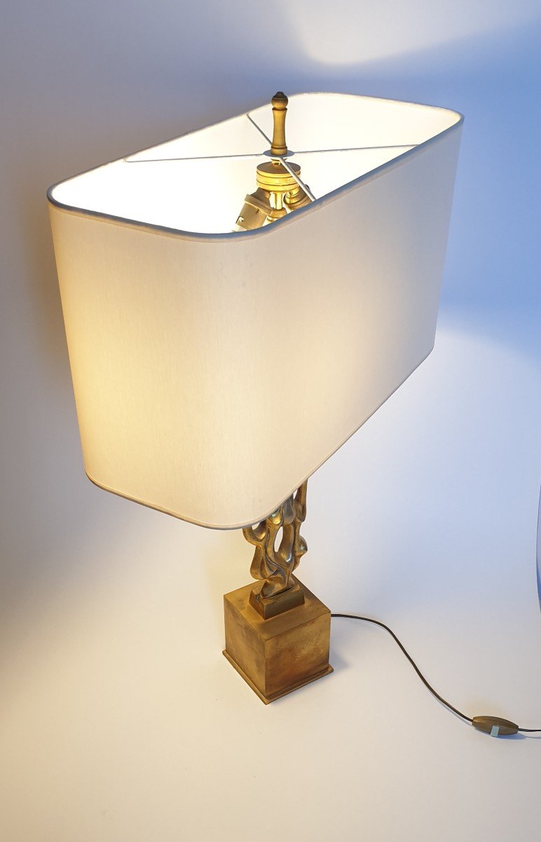 Gilt Bronze Lamp Signed Papineau 1970-photo-6