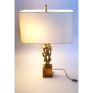 Gilt Bronze Lamp Signed Papineau 1970