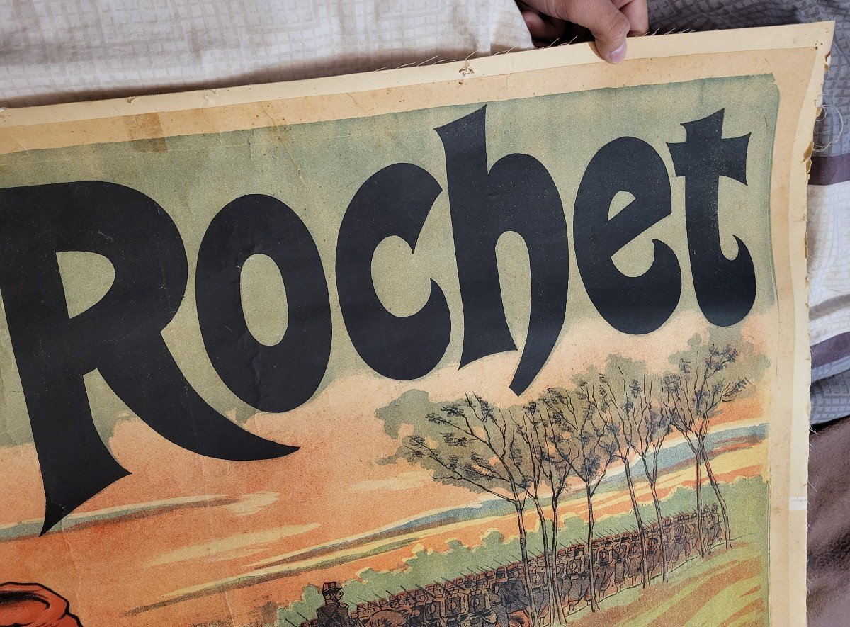 Ancienne Affiche Entoilée Publicitaire Cycles Rochet Paris-photo-4