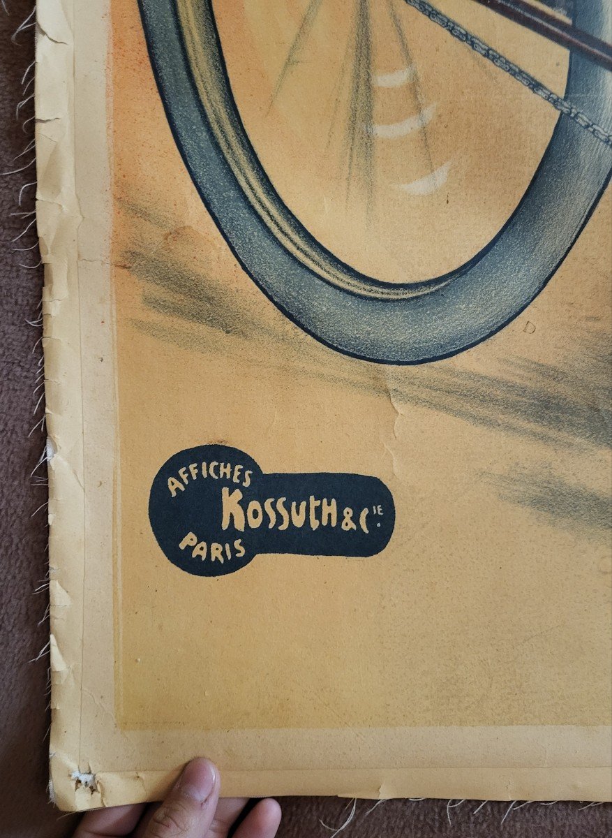 Ancienne Affiche Entoilée Publicitaire Cycles Rochet Paris-photo-5