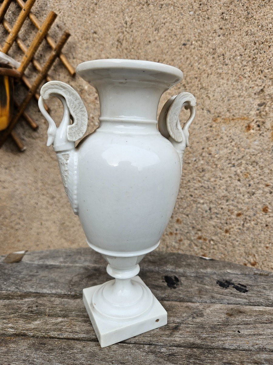 Empire Porcelain Vase & Swans, Swan & Late 19th, XIX Century.-photo-2