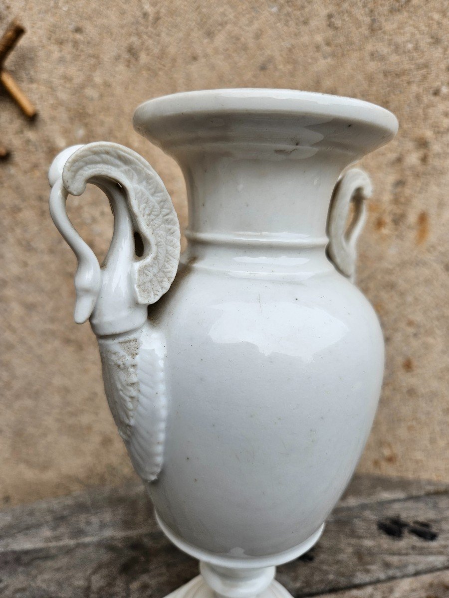 Empire Porcelain Vase & Swans, Swan & Late 19th, XIX Century.