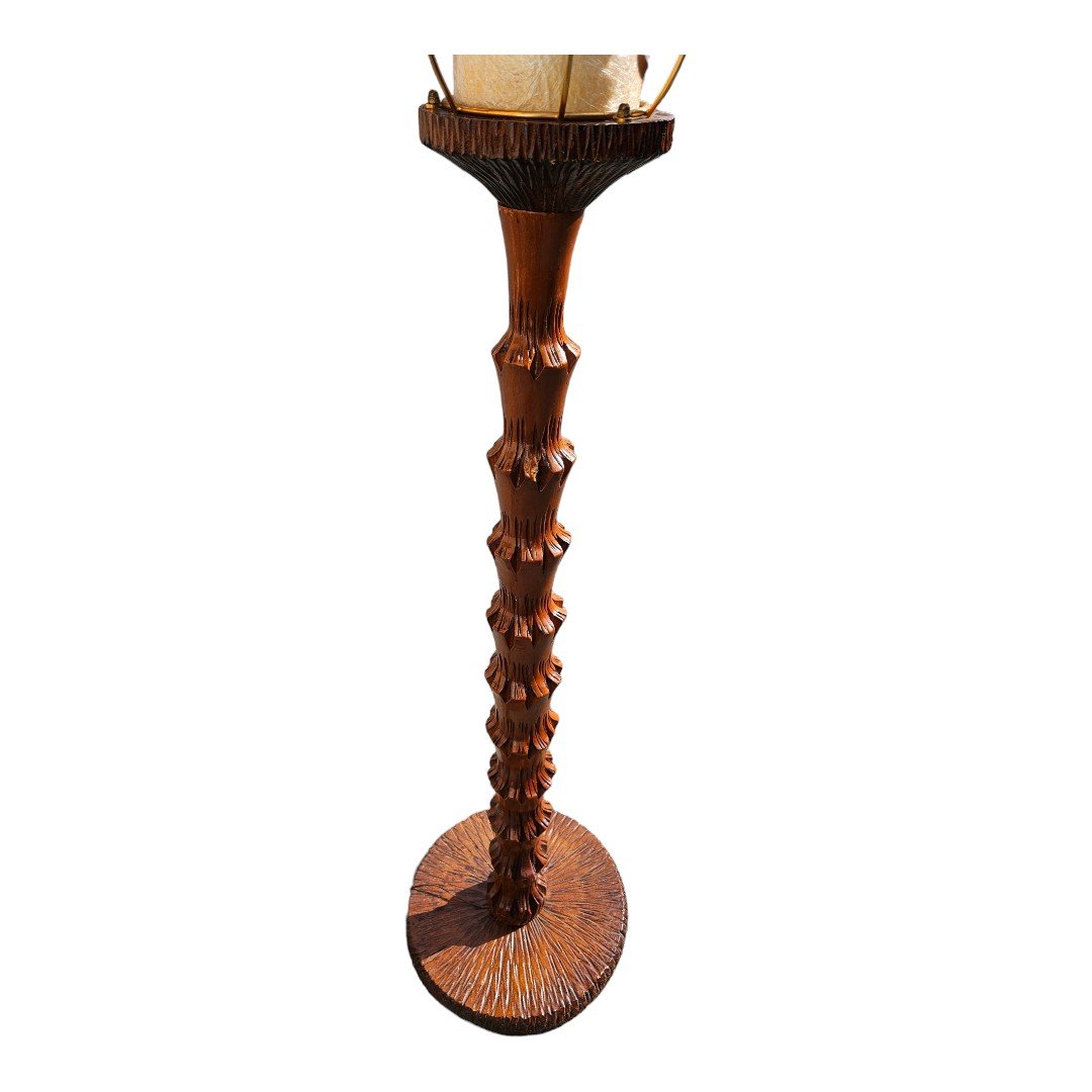 Lampadaire Palmier En Bois Sculpté Vintage & Années 1960 / 1970-photo-2