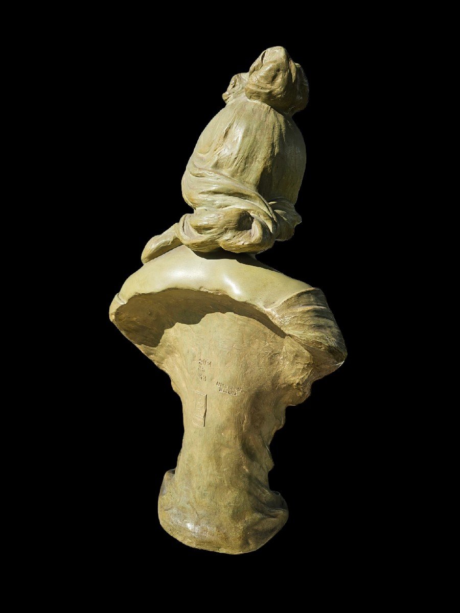 Terre Cuite Buste De Femme Par Goldscheider Art Nouveau-photo-4