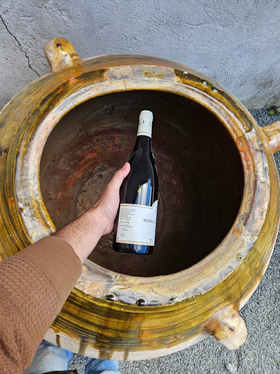 Importante Jarre à Huile En Terre Cuite Vernissée Fin XIXème Début XXème-photo-3