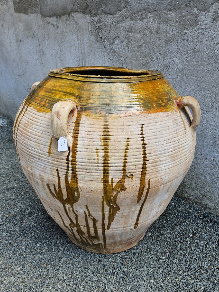 Importante Jarre à Huile En Terre Cuite Vernissée Fin XIXème Début XXème-photo-4