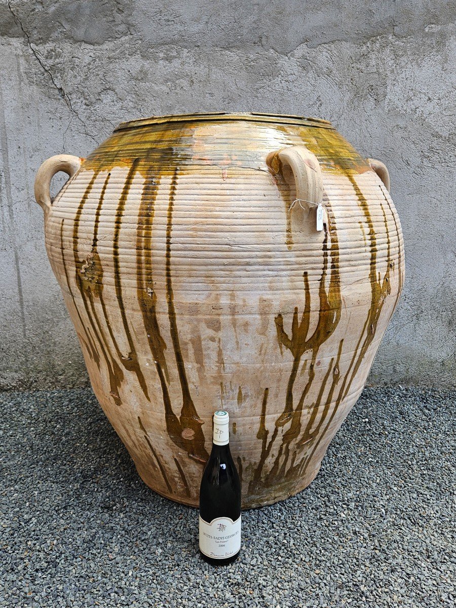 Importante Jarre à Huile En Terre Cuite Vernissée Fin XIXème Début XXème