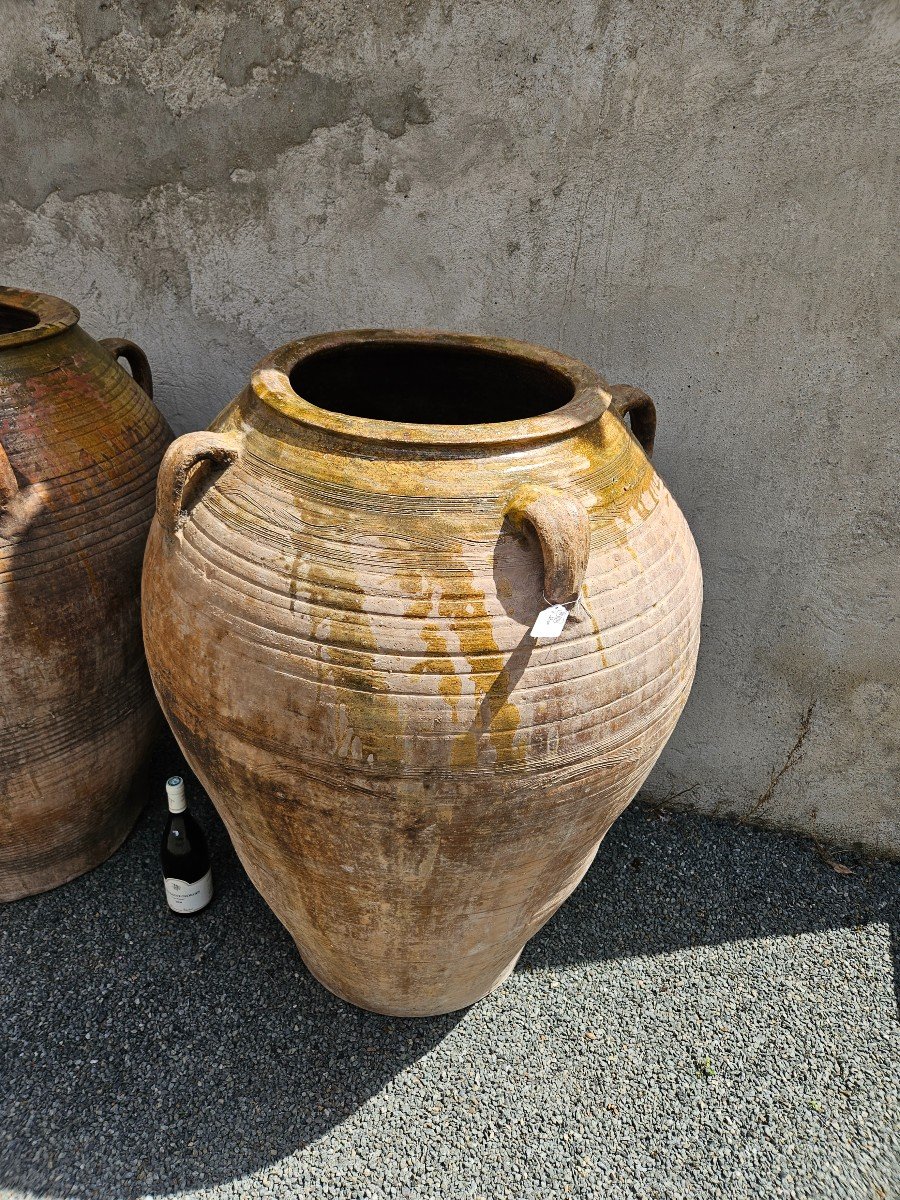 Glazed Terracotta Oil Jar 1 Meter & Circa 1900-photo-2
