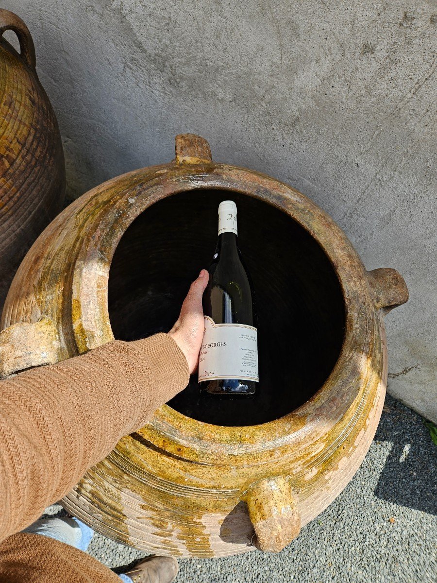 Glazed Terracotta Oil Jar 1 Meter & Circa 1900-photo-3